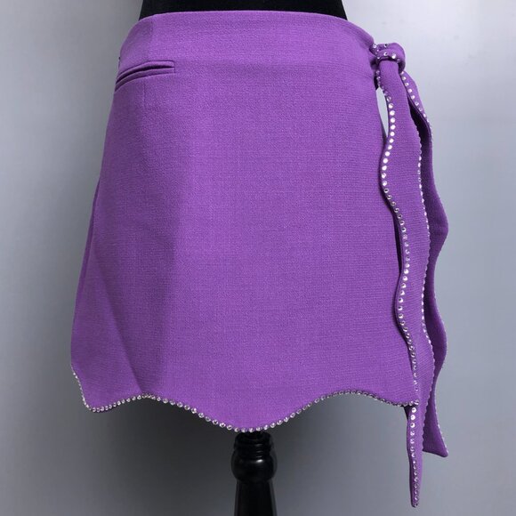 Nice! 🤩🤩 BNWT Mach & Mach Wavy Crystal Wool Mini Skirt in Light Purple - Picture 3 of 11